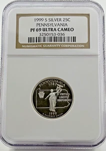 1999-S Silver Quarter Pennsylvania PF69 Ultra Cameo NGC - Picture 1 of 2