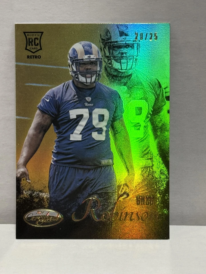 2014 Panini Certified Rookie Retro Gold #RR34 Greg Robinson St. Louis Rams #/25 - Image 1 of 2