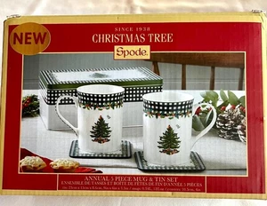Neu Spode Christmas Tree Annual 2024 5-teiliges Set aus TASSENUNTERSETZERN & ZINN #39-XM - Bild 1 von 5