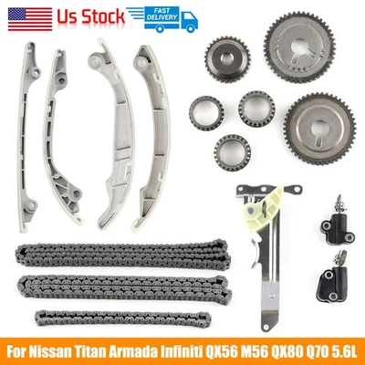 Timing Chain Kit For Nissan Titan Armada Infiniti QX56 M56 QX80 Q70 5.6L Foto 1 de 4