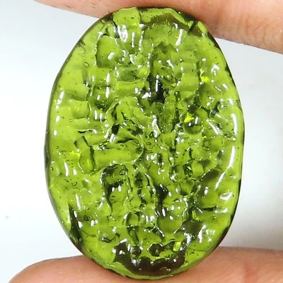 20.55 CT Lab Created Green Moldavite Fancy Cabochon Gemstone 21x28x4 mm GTi172 - Image 1 of 4