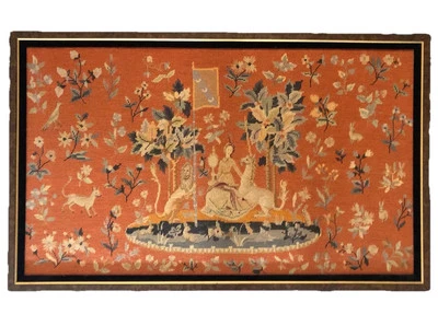 Tapiz de pared grande vintage, micro inglés punta de aguja La dama y el unicornio Foto 1 de 4