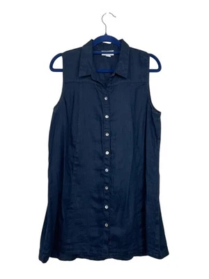 Туника J. Jill Love льняная без рукавов на пуговицах спереди топ темно-синий M - Изображение 1 из 4