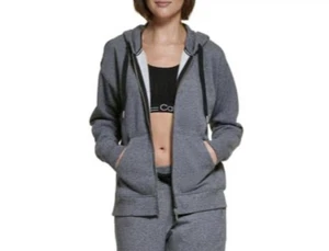 CALVIN KLEIN Women's Gray Full Zip Sweatshirt Hoodie Jacket L $70 - Picture 1 of 5