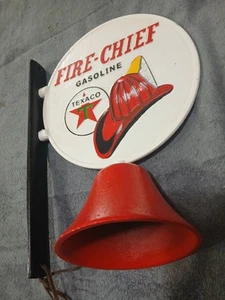New Texaco Fire Chief Gasoline Cast Iron Door Bell Wall Mount 13.5" L - Picture 1 of 8