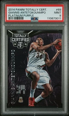 2014 Panini Totally Certified Giannis Antetokounmpo /49 Platinum Purple 69 PSA 9 - Image 1 of 2