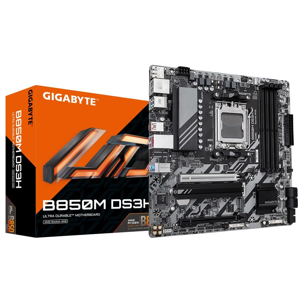 GIGABYTE B850M DS3H Motherboard - AMD Ryzen 9000 Series CPUs 16+2+2 Phases Digit - Image 1 of 1