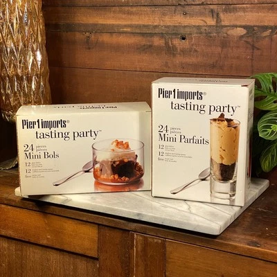 Pier 1 One Imports Dessert Glass Mini Bowls & Parfaits w/ Spoons ~ 48 Piece Set - Image 1 of 4