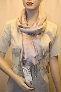 NUEVA BUFANDA A RAYAS DE LUJO DE SEDA BCBG MAXAZRIA TALLA OS - Imagen 1 de 6