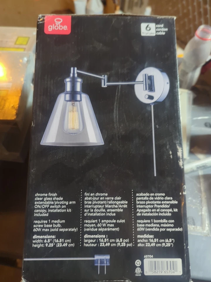 Globe Electric 65704 LeClair 1-light Plug-in or Hardwire Industrial Wall Sconce