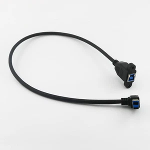 1pc 50cm USB 3.0 B Female Panel Mount to B Male Right Angle Plug Connector Cable - Picture 1 of 8