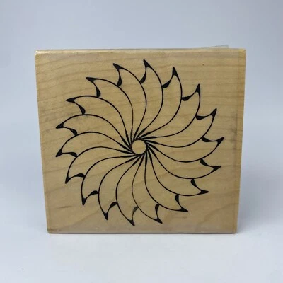 "Sello de goma de madera Dewey Inkum & Howe Spiral Sun I-137 1987 3,5""x3,5"" EE. UU. de colección" Foto 1 de 4