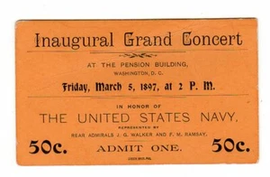 1897 Rare President William McKinley Inaugural Grand Concert Ticket - Picture 1 of 1