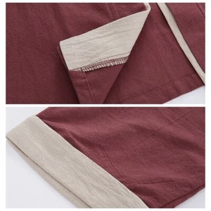 Hommes Cardigan Kimono Veste Coton Lin Haut Lâche Pull Rétro - Foto 1 di 16