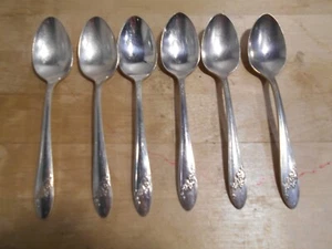 6 Tudor Teller 1946 QUEEN BESS Muster Teelöffel Oneida Community 8110 - Bild 1 von 3