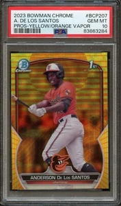 BB - 2023 - Bowman Chrome - Yllw/Orng Vpr - A. De Los Santos - #BCP207 -  PSA 10 - Picture 1 of 2