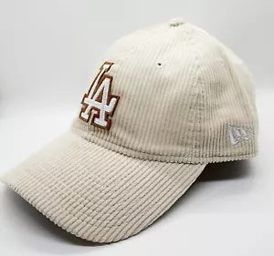 NEW ERA DODGERS STRAPBACK 9TWENTY ADJUSTABLE CORDUROY CREAM ROPE LOGO HAT - Picture 1 of 9