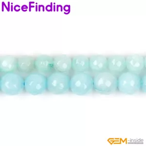 Cuentas de piedra redondas facetadas de jade azul para hacer joyas cuentas sueltas 15" 4,6,8 mm - Imagen 1 de 26