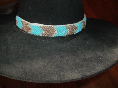 Banda de sombrero de vaquero con estrás elástico con cuentas Western Seed nueva con etiqueta Foto 1 de 4