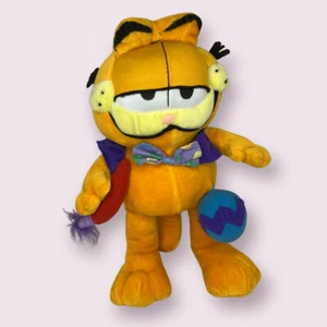 Vintage Garfield OSTERN Stofftier Plüsch Malerei Ei Spielzeug Katze Pfoten Weste Fliege - Bild 1 von 10