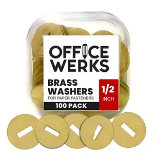 Brass Washers for Paper Fasteners 1/2 Inch Slotted Brass Gold-Plated Round Me... - Picture 1 of 7