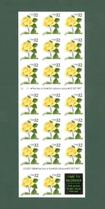 Sc # 3049 ~ Booklet of 20 ~ 32 cent Yellow Rose Issue - Picture 1 of 2