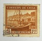 Chile Scott #223 1 Dollar Stamp - Calbuco Fishing Boat 1942 (Used) X39