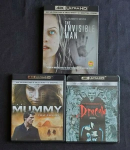 THE INVISIBLE MAN + THE MUMMY + DRACULA 4K + FREE SHIP! #UniversalHorror #Horror - Picture 1 of 2
