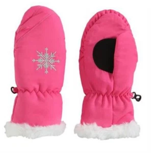 Aquarius Girls Pink Faux Fur Trim Snow & Ski Mittens Fleece & Thinsulate Lining - Picture 1 of 1