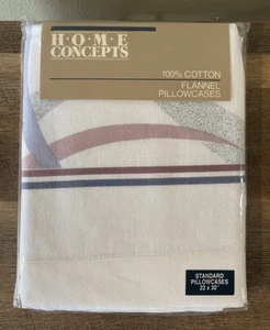 Vintage HOME CONCEPTS 100% Cotton Flannel Pillowcases Standard Set of 2 NEW - Picture 1 of 2