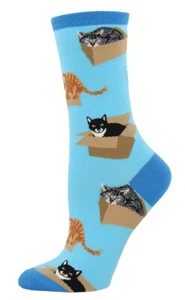 Socksmith Ladies Socks – Cat in A Box Azure Blue AU Size 5-10.5 WNC765 - Picture 1 of 3