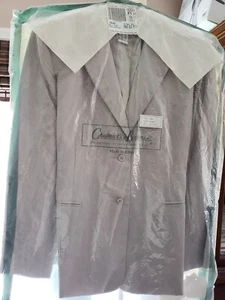 NWT ADOLFO STUDIO Women's Blazer Long Sleeve Linen Blend Silver Size 10P - Picture 1 of 13