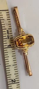 Antiguo broche de piedras preciosas broche de barra de oro de 9k topacio citrino - Imagen 1 de 9