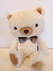 Hallmark  Basil Teddy Bear White Tan Plaid Bow Tie PLush  Stuffed Animal Toy 13" - Picture 1 of 9