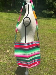 Mexican Serape Sarape Messenger Bag Rainbow Button CrossBody 14x12x2.5 M31 - Picture 1 of 4
