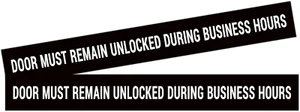 2PCS Door Must Remain Unlocked during Business Hours Sticker Sign,Self-Adhesive, - Picture 1 of 12
