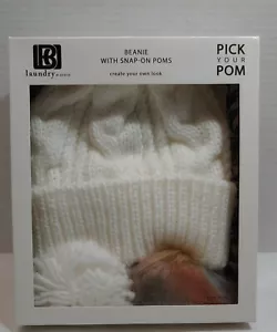 Gorro de lavandería elige tu pompón con pompones a presión damas blanco con pompón de piel sintética - Imagen 1 de 2