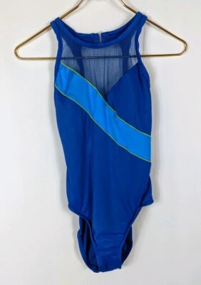 Traje de baño Diane Von Furstenberg azul malla cuello alto una pieza talla 6 hecho en EE. UU. NUEVO SIN ETIQUETAS Foto 1 de 4