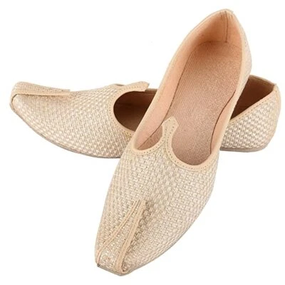 Aura Mens flat jutti Indian Khussa mojari wedding Sherwani shoes US size 8-12 CC - Image 1 of 4