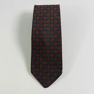Paterson of London Terylene Vintage Orange Blue Floral Formal Business Tie - Picture 1 of 4