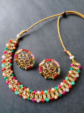 Ethnic Bollywood Jewelry Designer Indian Fashion Polki Kundan Necklace Set