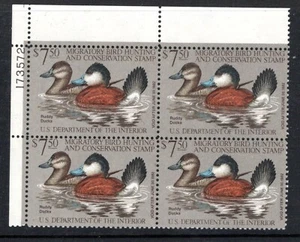 USA Federal Duck Stamp- Sc #RW48 Plate Block $7.50 Ruddy Ducks OG & NH, XF - Picture 1 of 1