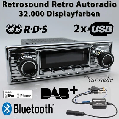 Retrosound Motor-6 DAB+ Komplettset Chrome Retro Autoradio USB MP3 Bluetooth AUX - Bild 1 von 4