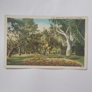 Bixby Park Long Beach California CA Vintage Postcard Flowers Trees