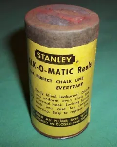 VTG STANLEY 29 cents CHALK-O-MATIC CARDBOARD CAN METAL BOTTOM RED REFILL USA - Picture 1 of 6