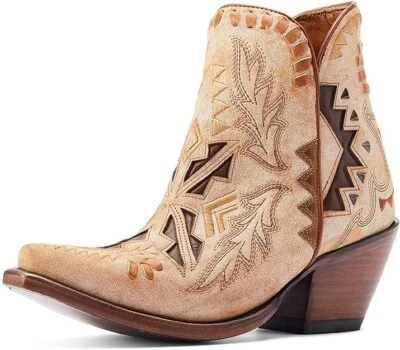 Botas de tornozelo femininas Ariat Mesa Western couro marrom creme tamanho 9 *DISP novo na caixa - Imagem 1 de 4