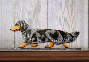Dachshund Long Hair Sign Plaque Wall Decor Blue Dapple - Picture 1 of 1
