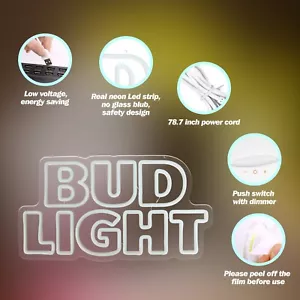 BEER BAR Neon Sign Light Beer Sign Club Bar Pub Wall Decor Acrylic LED 17.7"x9" - Picture 1 of 7