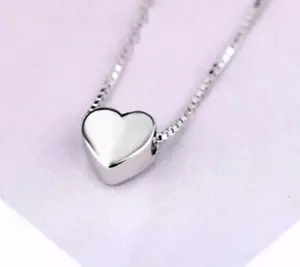 Schicke Halskette mit Herz-Anhänger Echt Sterling Silber 925 Geschenk Liebe - Bild 1 von 8