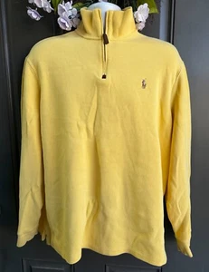 POLO RALPH LAUREN Men Half Zip French Rib Cotton Pullover Sweater Size XL YELLOW - Picture 1 of 8